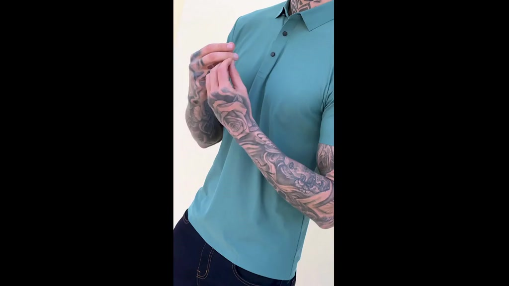 Camisa Polo Poliamida Premium Camiseta Masculina com Gola e Botao Tecido Gelado Elastico Sem Costura