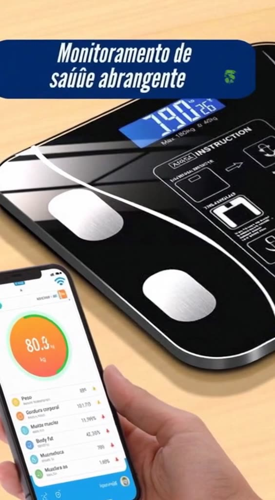Balança Corporal Bioimpedância Profissional Bluetooth até 180kg--2502