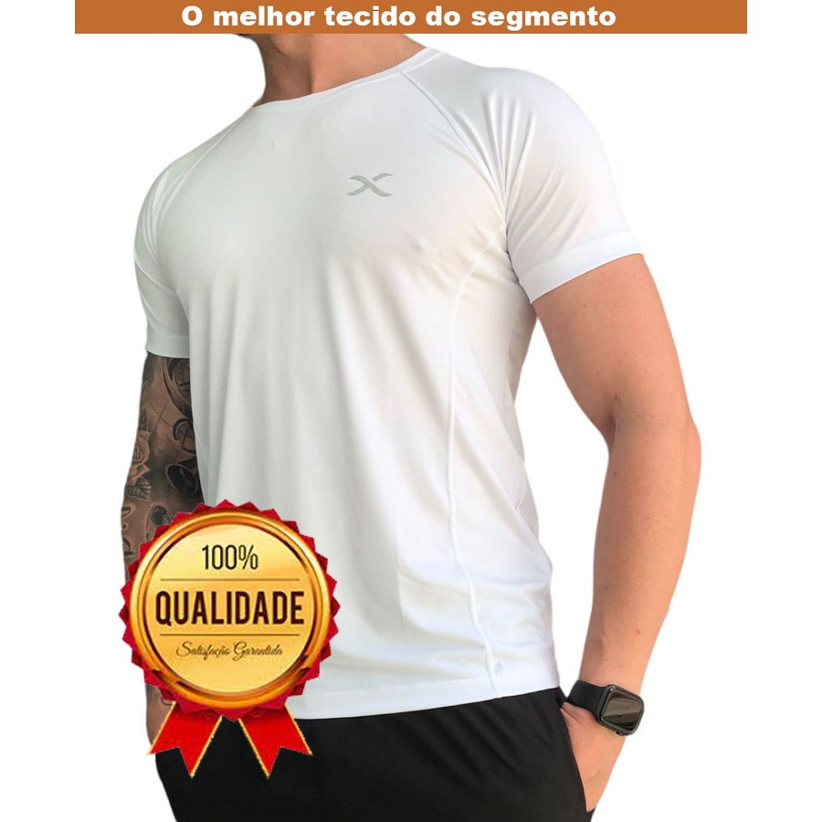 Kit com 3 camisetas de academia, dry fit, tecido com toque geladinho