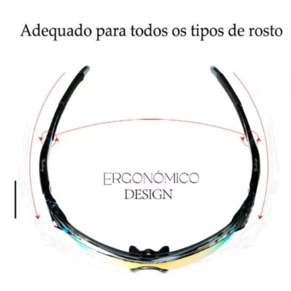 Óculos de Ciclismo Proteção UV 400 MTB Esportivo Espelhado / Bike Corrida Ciclista kit 2pç