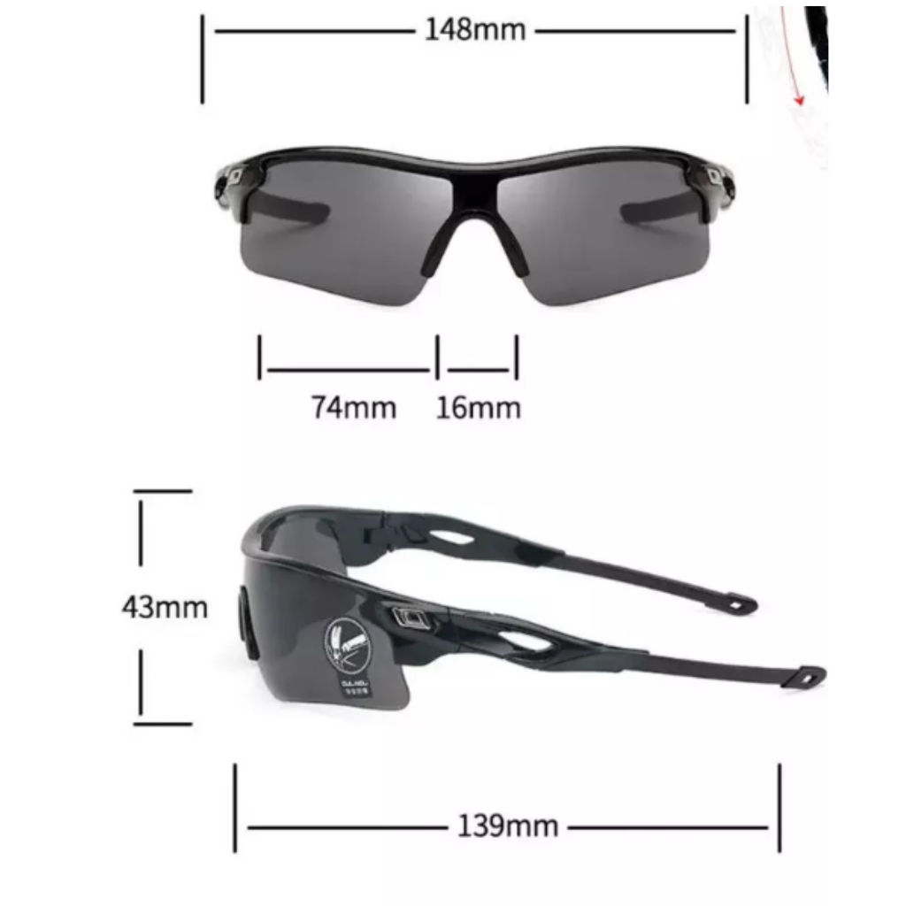 Óculos de Ciclismo Proteção UV 400 MTB Esportivo Espelhado / Bike Corrida Ciclista kit 2pç