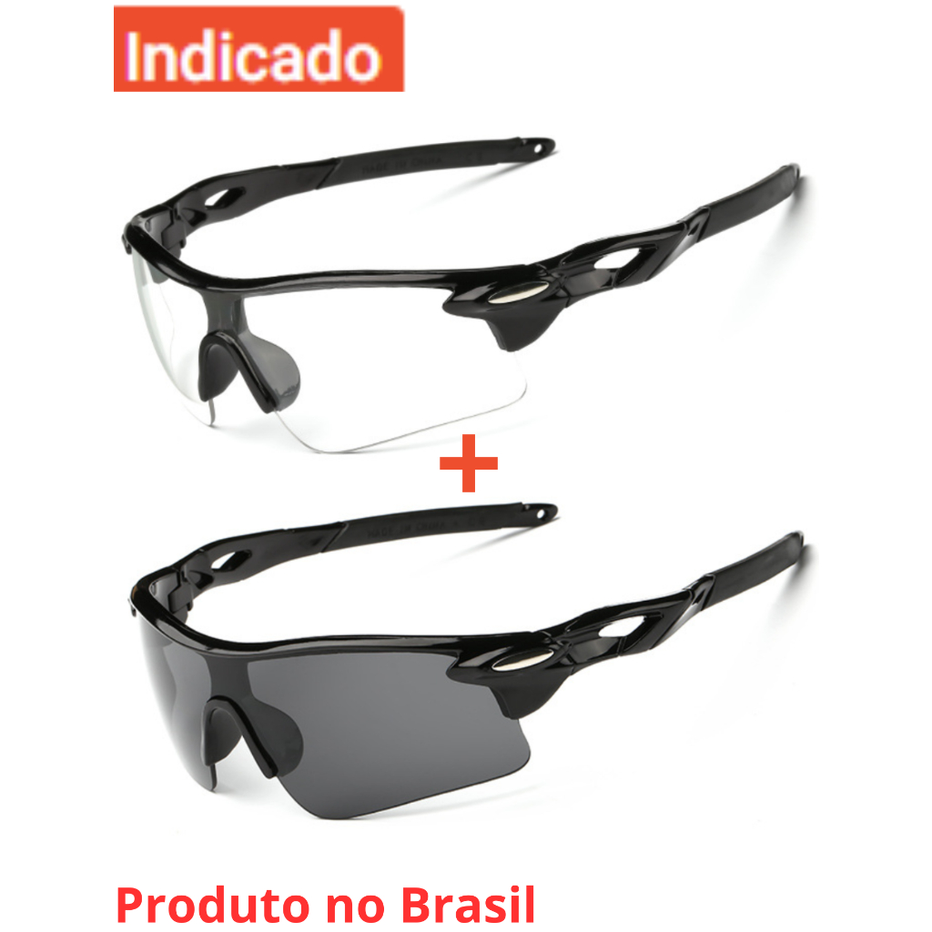 Óculos de Ciclismo Proteção UV 400 MTB Esportivo Espelhado / Bike Corrida Ciclista kit 2pç