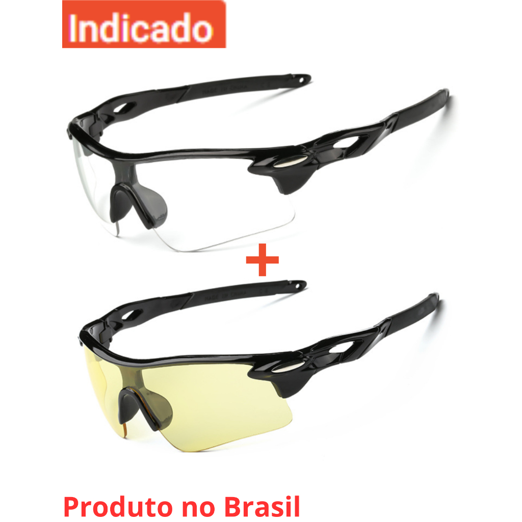 Óculos de Ciclismo Proteção UV 400 MTB Esportivo Espelhado / Bike Corrida Ciclista kit 2pç