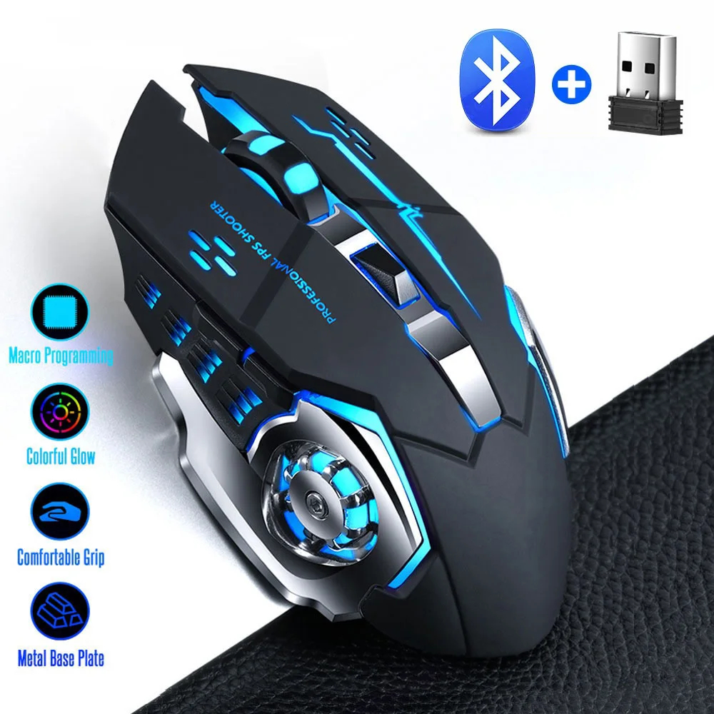 Mouse Gamer T-wolf Q13 Sem Fio Recarregável Preto - 6 Botões