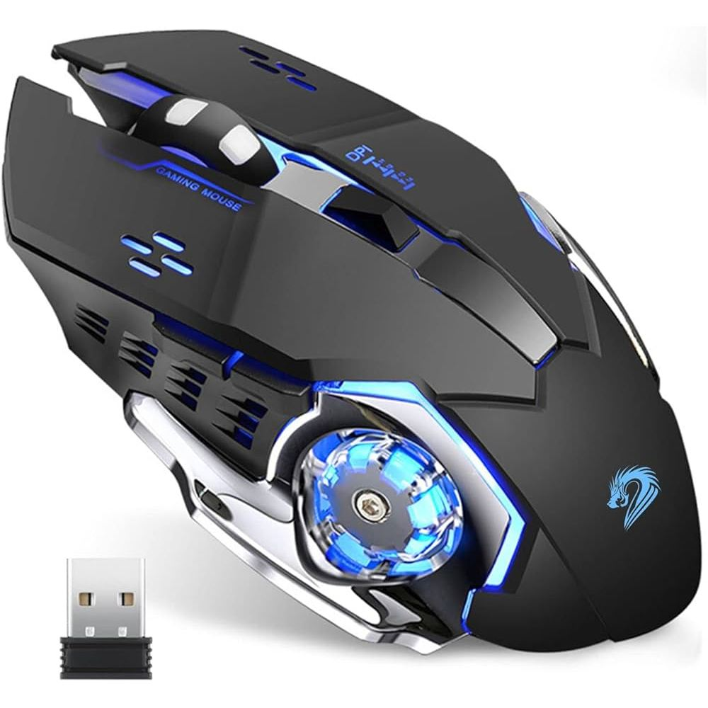 Mouse Gamer T-wolf Q13 Sem Fio Recarregável Preto - 6 Botões