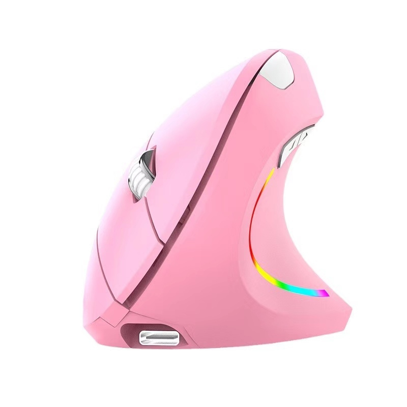 2.4GHz sem fio mouse vertical, 6 botões com luz RGB, 1600 DPI ajustável, para computadores e laptops