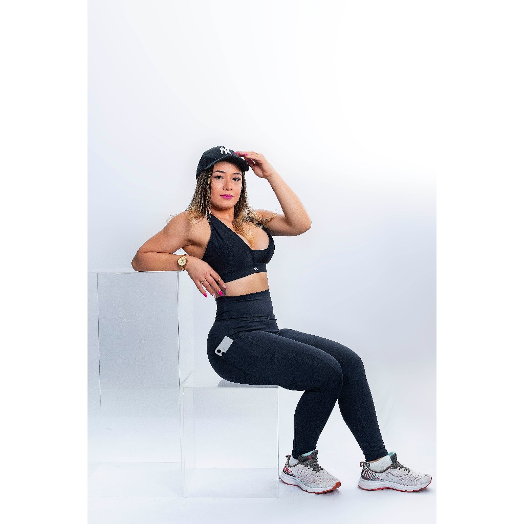 Kit 3 Calças c/ Bolso Cos Alto Reforçada Academia Corrida Trabalho