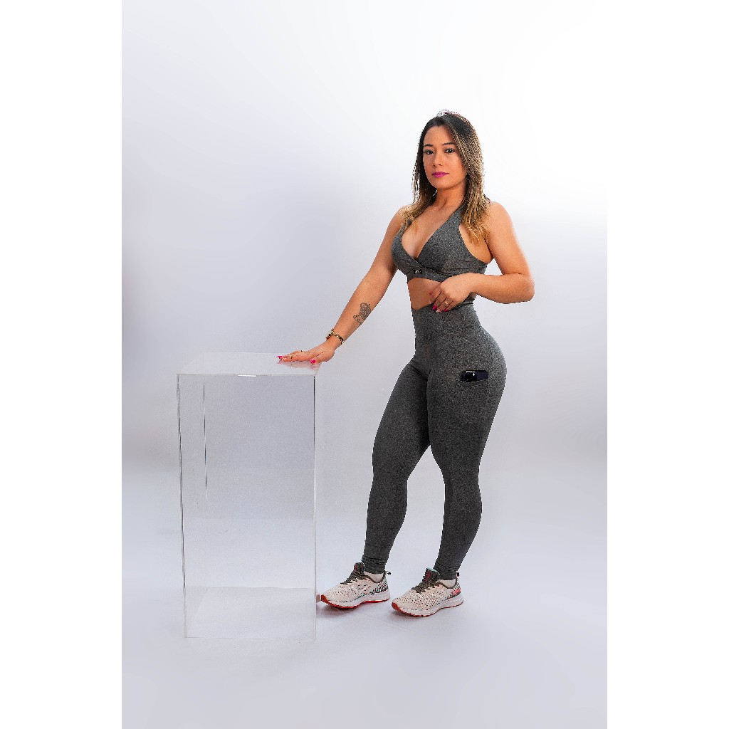 Kit 3 Calças c/ Bolso Cos Alto Reforçada Academia Corrida Trabalho