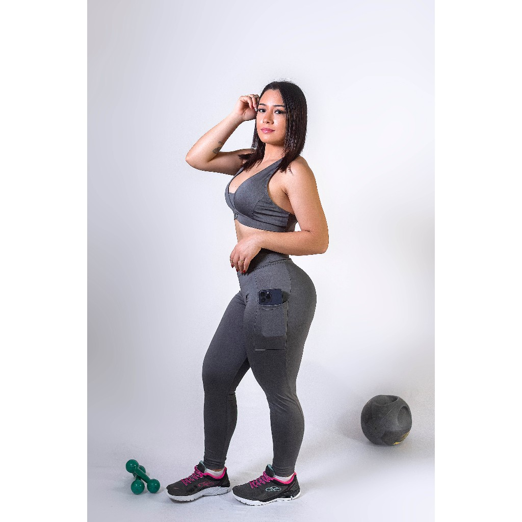 Kit 3 Calças c/ Bolso Cos Alto Reforçada Academia Corrida Trabalho
