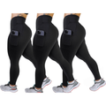 Kit 3 Calças c/ Bolso Cos Alto Reforçada Academia Corrida Trabalho