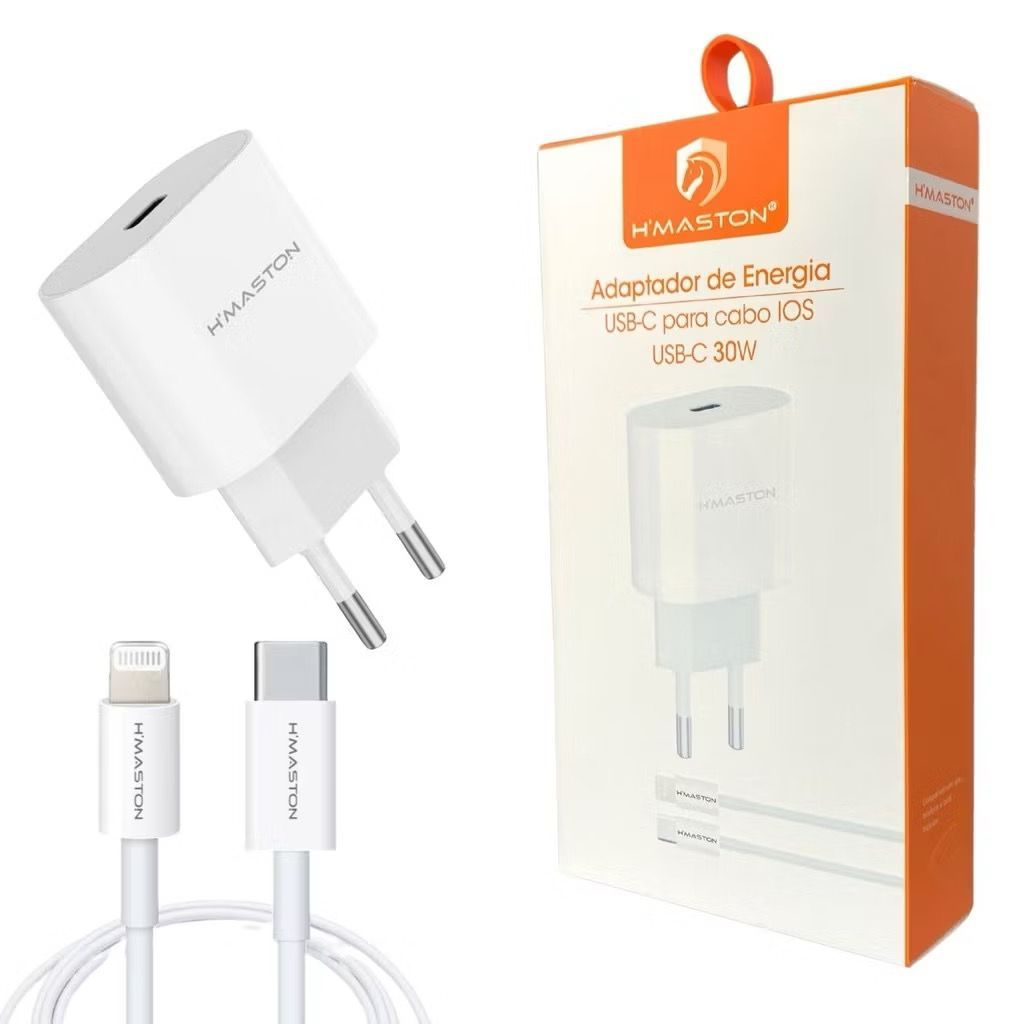 H'Maston CB23 iPhone 15 Iphone 16 Turbo Tipo-C 30W + Cabo Tipo-C para Tipo-C