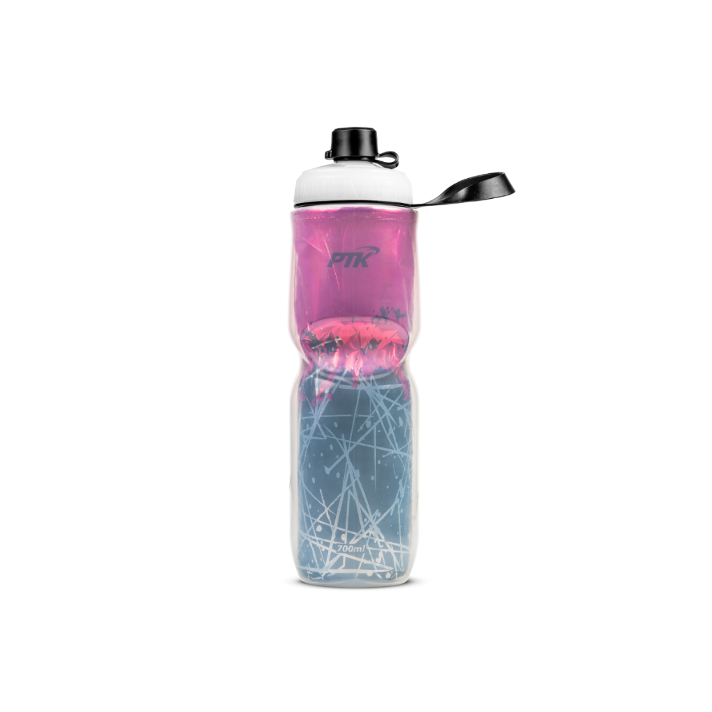 Garrafa Squeeze Térmica 700ml PTK – Isolamento até 3h, Alça de Segurança e Bico Protetor (Ideal para Ciclismo e Academia)