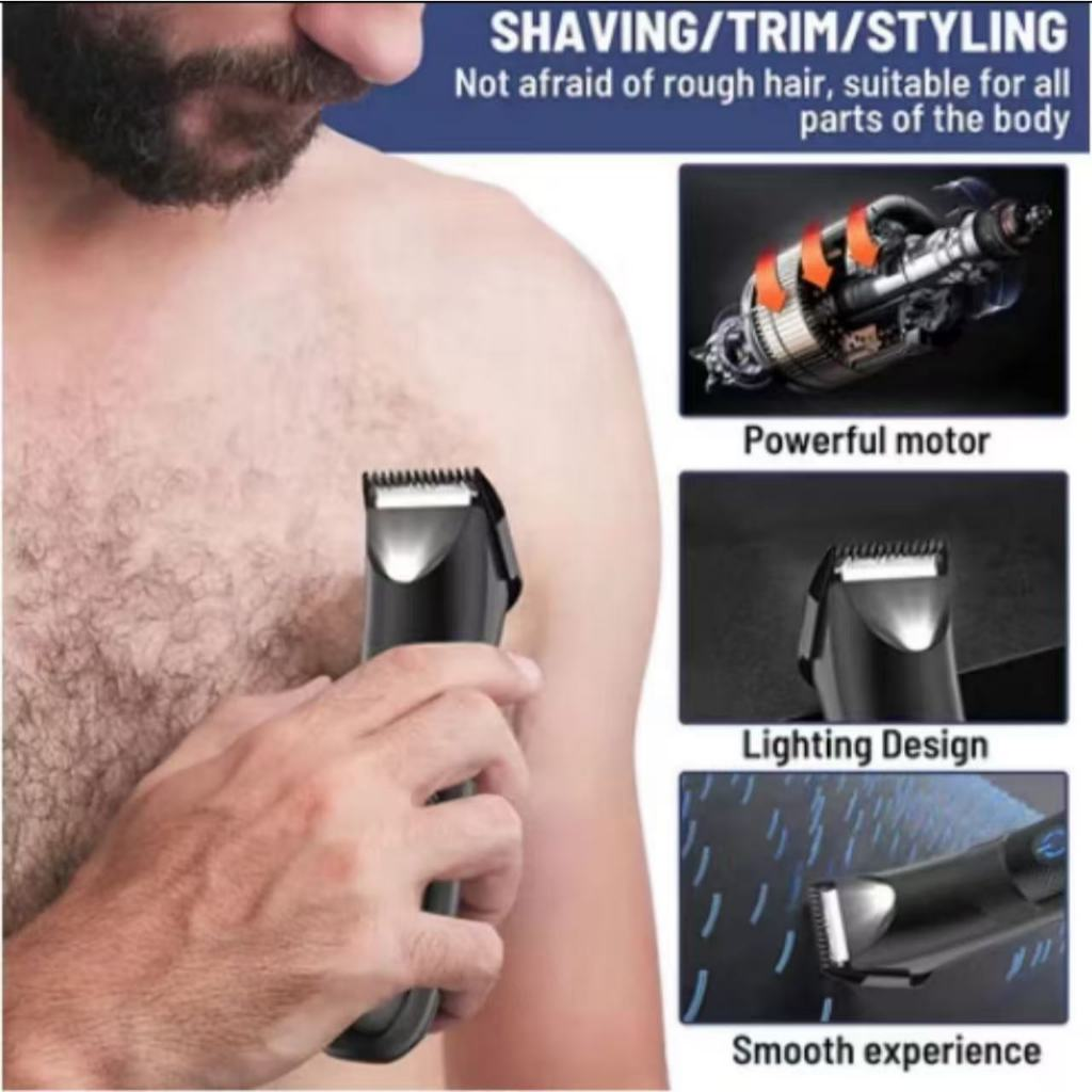 Kemei 1838 Barbeador elétrico masculino à prova d'água aparador de pelos corporais