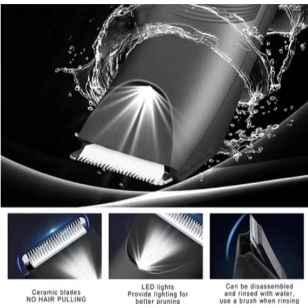 Kemei 1838 Barbeador elétrico masculino à prova d'água aparador de pelos corporais