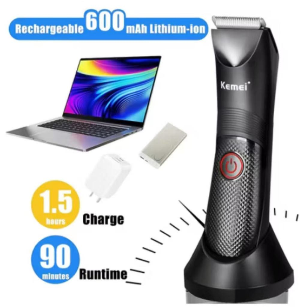 Kemei 1838 Barbeador elétrico masculino à prova d'água aparador de pelos corporais