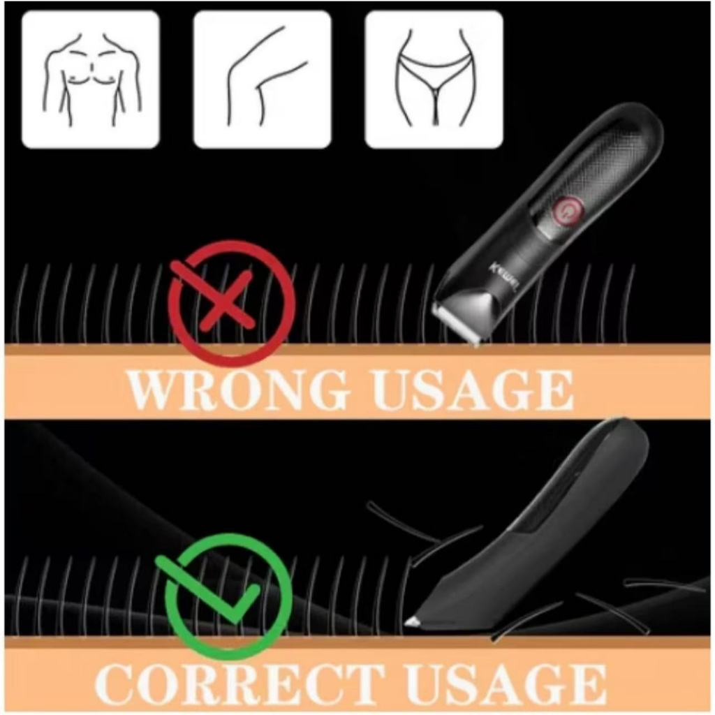 Kemei 1838 Barbeador elétrico masculino à prova d'água aparador de pelos corporais