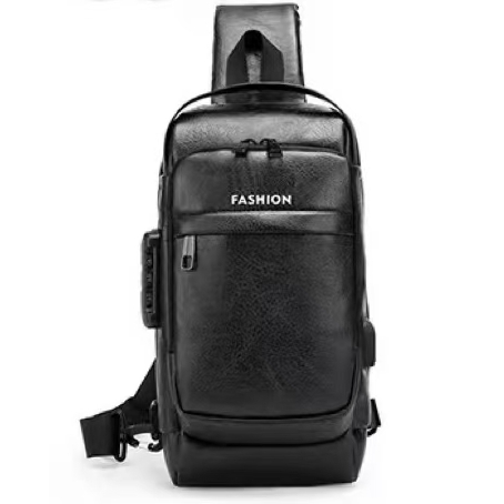 Mochila De Peito Masculina À Prova D'água Com Trava De Código Usb Alta Qualidade - ANA