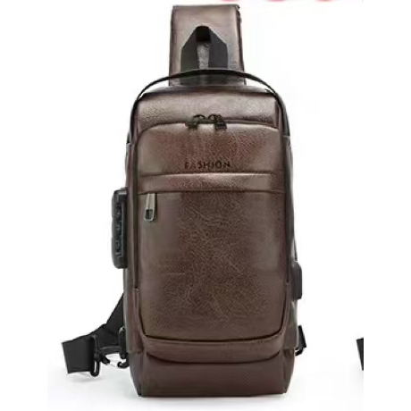 Mochila De Peito Masculina À Prova D'água Com Trava De Código Usb Alta Qualidade - ANA