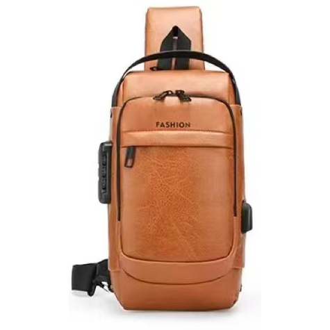 Mochila De Peito Masculina À Prova D'água Com Trava De Código Usb Alta Qualidade - ANA