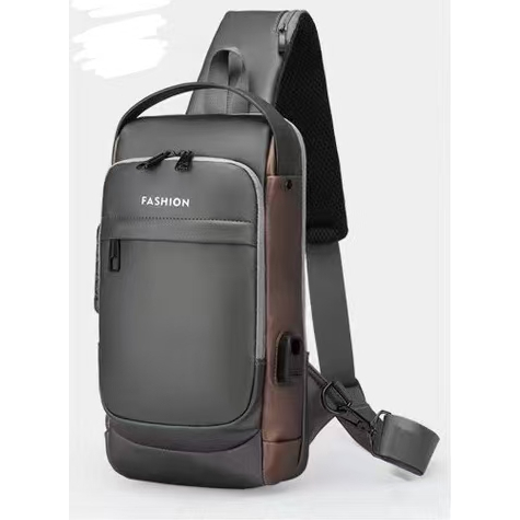 Mochila De Peito Masculina À Prova D'água Com Trava De Código Usb Alta Qualidade - ANA