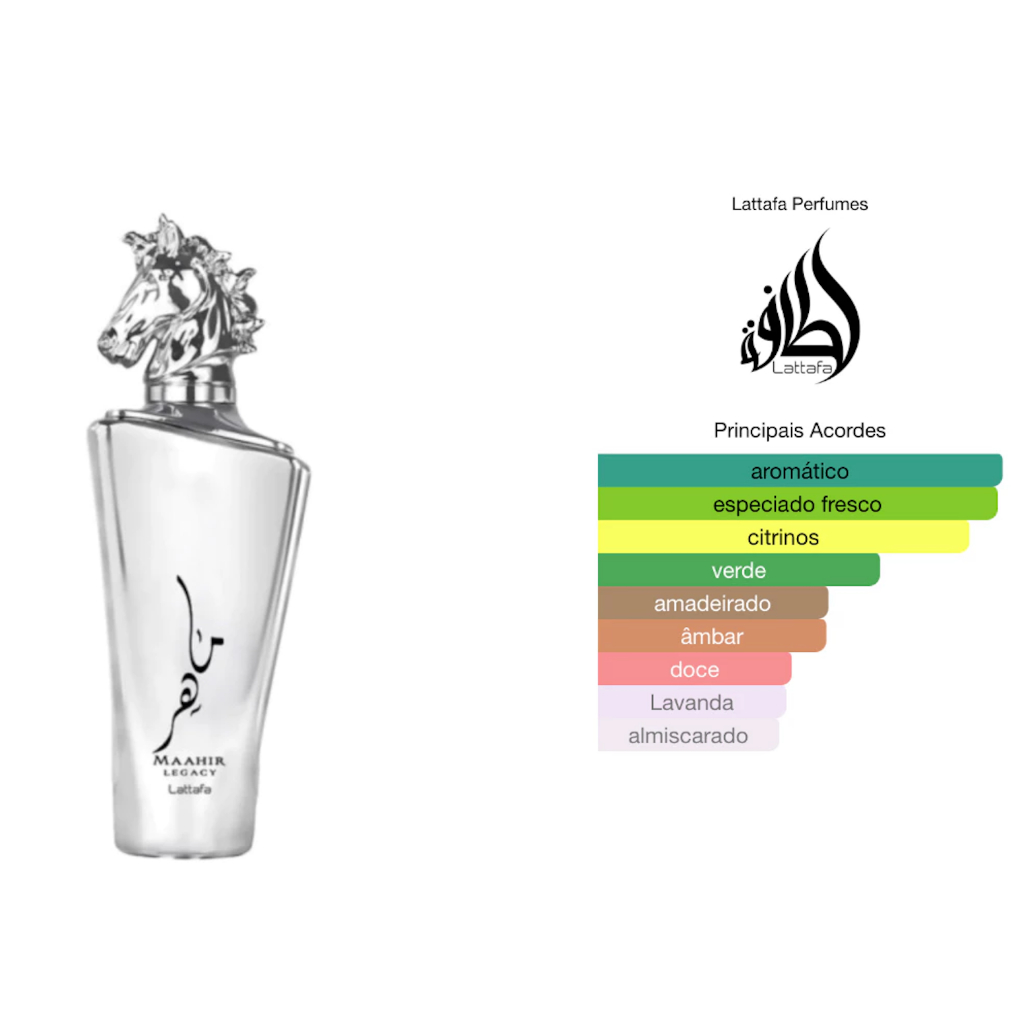 Perfume Árabe Masculino Lattafa Maahir Legacy Eau de Parfum EDP 100ml Original