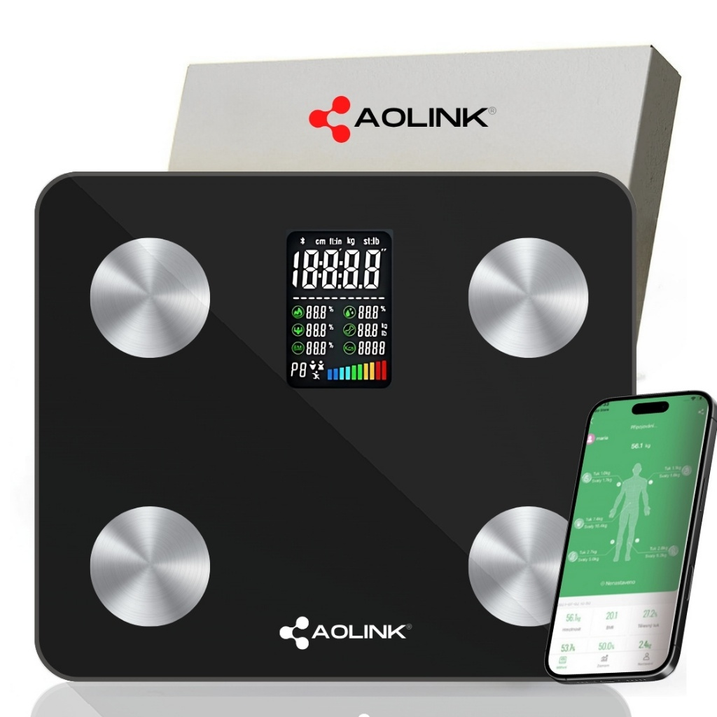 Balança Digital com Bioimpedância até 180kg Aolink A410-B Preta