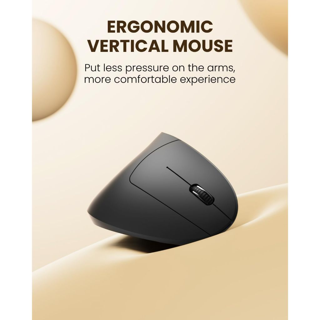 2.4GHz sem fio mouse vertical, 6 botões com luz RGB, 1600 DPI ajustável, para computadores e laptops