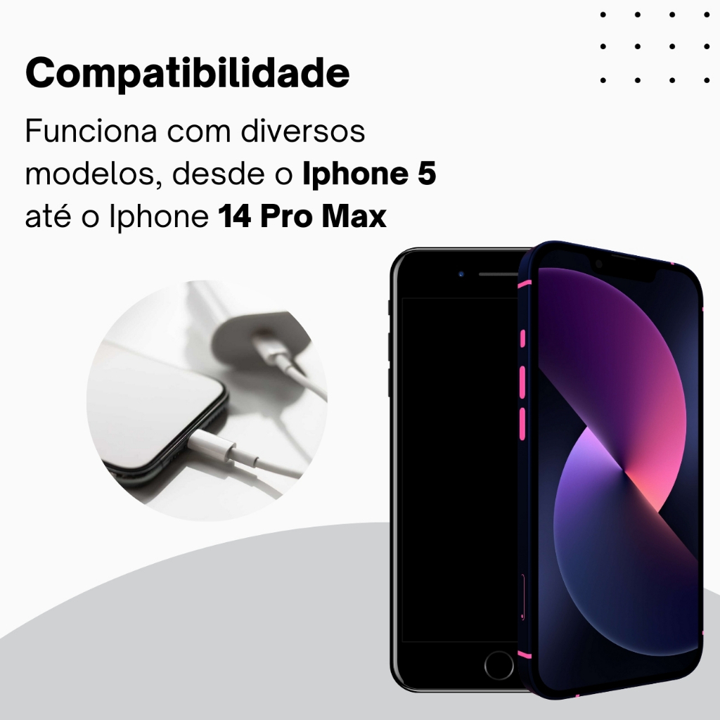 Kit Carregador iPhone Turbo 45W 2 Entradas USB e USB-C + Cabo Ultra Rápido 6 7 8 X XR XS 11 12 13 14