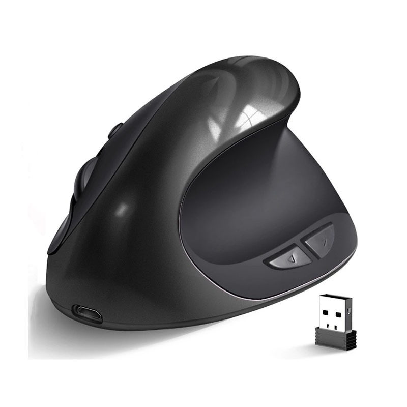 2.4GHz sem fio mouse vertical, 6 botões com luz RGB, 1600 DPI ajustável, para computadores e laptops