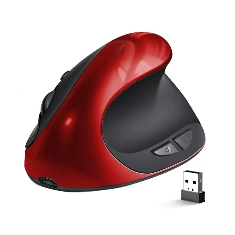 2.4GHz sem fio mouse vertical, 6 botões com luz RGB, 1600 DPI ajustável, para computadores e laptops