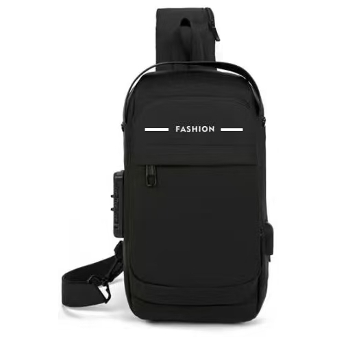 Mochila De Peito Masculina À Prova D'água Com Trava De Código Usb Alta Qualidade - ANA