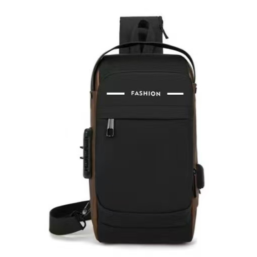 Mochila De Peito Masculina À Prova D'água Com Trava De Código Usb Alta Qualidade - ANA