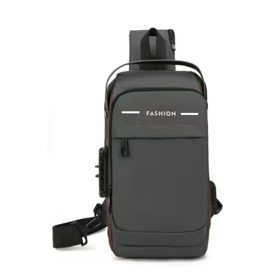 Mochila De Peito Masculina À Prova D'água Com Trava De Código Usb Alta Qualidade - ANA