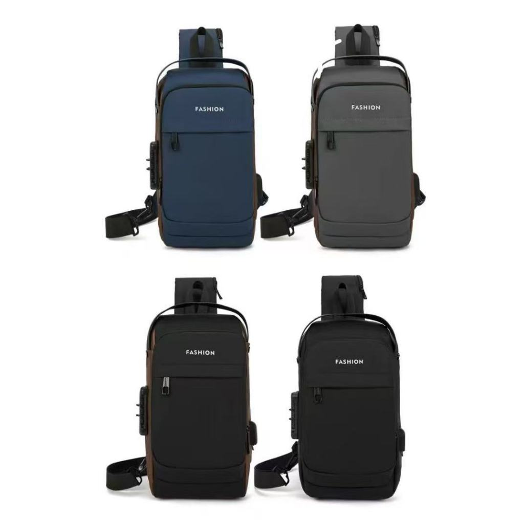 Mochila De Peito Masculina À Prova D'água Com Trava De Código Usb Alta Qualidade - ANA