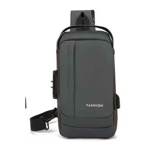 Mochila De Peito Masculina À Prova D'água Com Trava De Código Usb Alta Qualidade - ANA