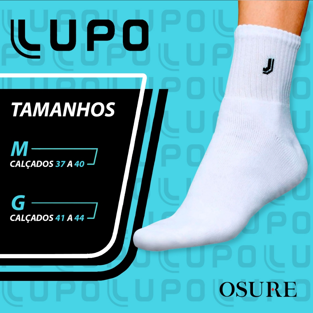 Kit 6 Pares Meias Lupo Cano Médio Alto Longo Masculino Feminina Algodão Original