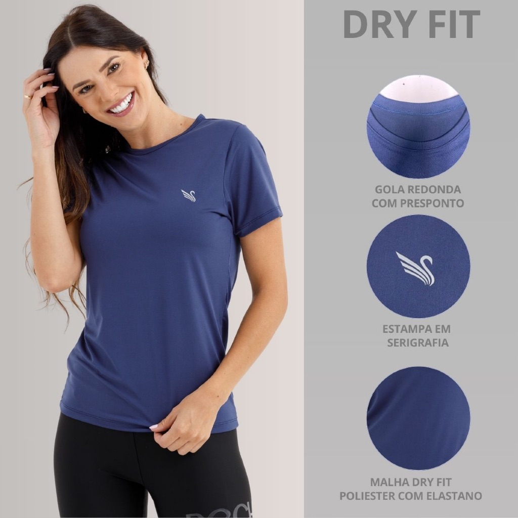 Kit 3 Blusa Feminina Proteção Uv camisas Academia Treino Dry fit P ao G2