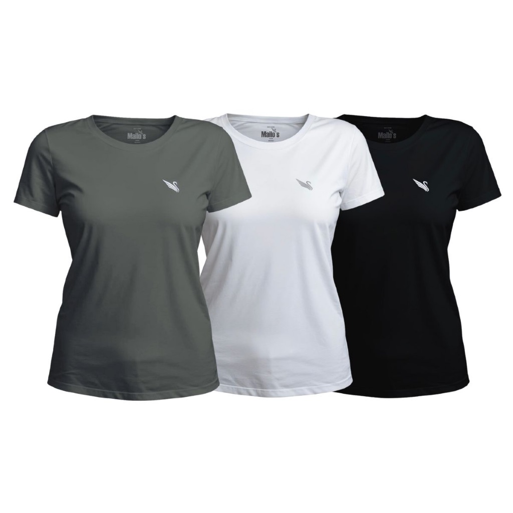 Kit 3 Blusa Feminina Proteção Uv camisas Academia Treino Dry fit P ao G2