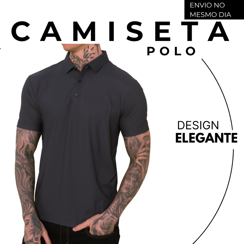 Camisa Polo Poliamida Premium Camiseta Masculina com Gola e Botao Tecido Gelado Elastico Sem Costura