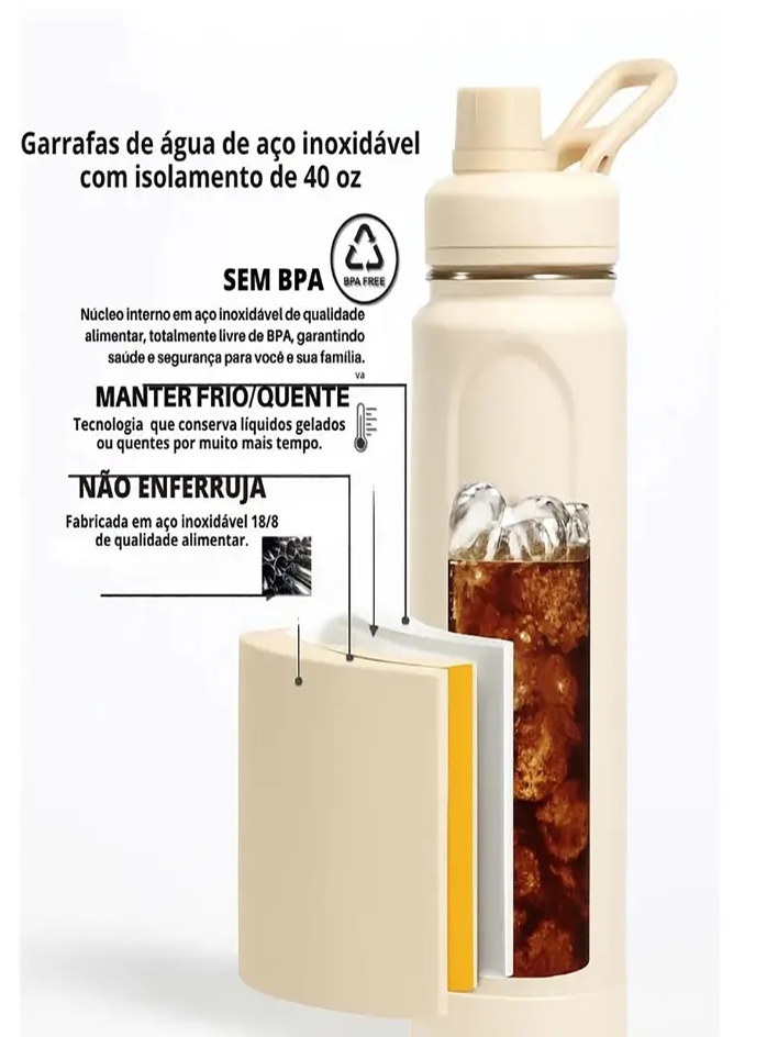 800ml Garrafa Térmica Aço Inoxidável Mantém Quente e Frio