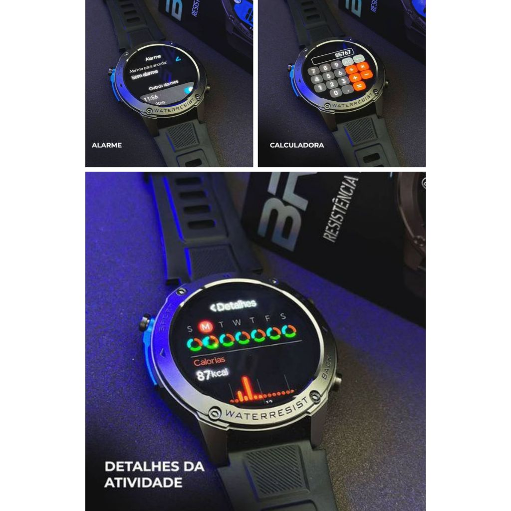 Smartwatch Brave Wearzone | Prova D'água 50m | GPS | Strava | Bateria 10 Dias
