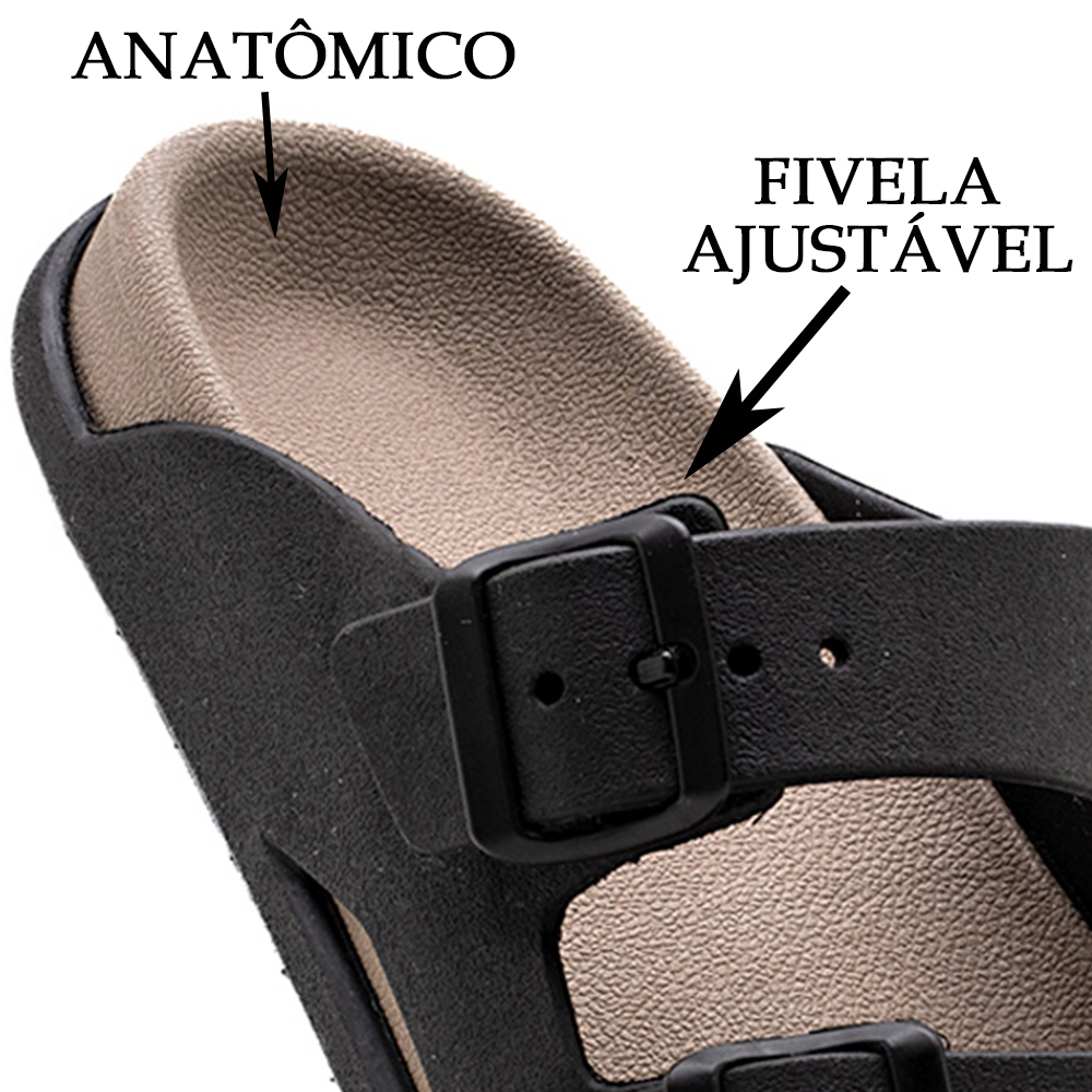 Sandália Papete Masculina Casual Slide Birken Macia Antiderrapante Duas Tiras Fivela