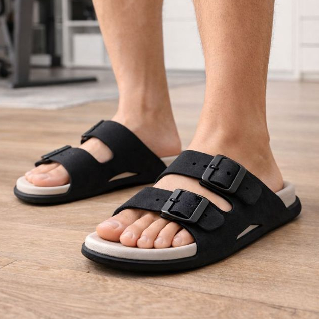 Sandália Papete Masculina Casual Slide Birken Macia Antiderrapante Duas Tiras Fivela