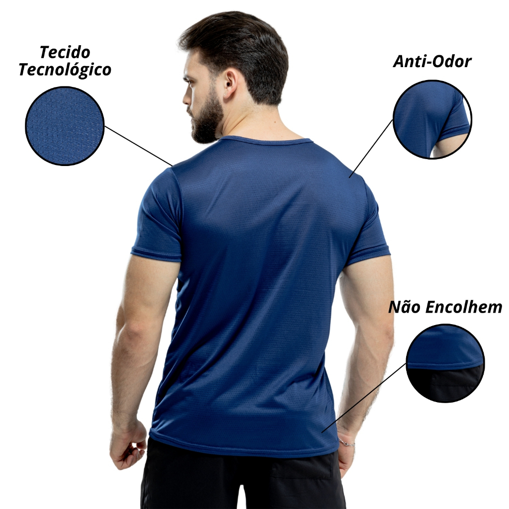 Kit 2 Camisas Dry Fit Masculino Academia Tecido Leve Treino e Musculação