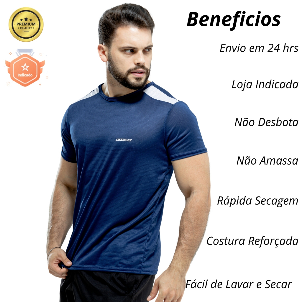 Kit 2 Camisas Dry Fit Masculino Academia Tecido Leve Treino e Musculação