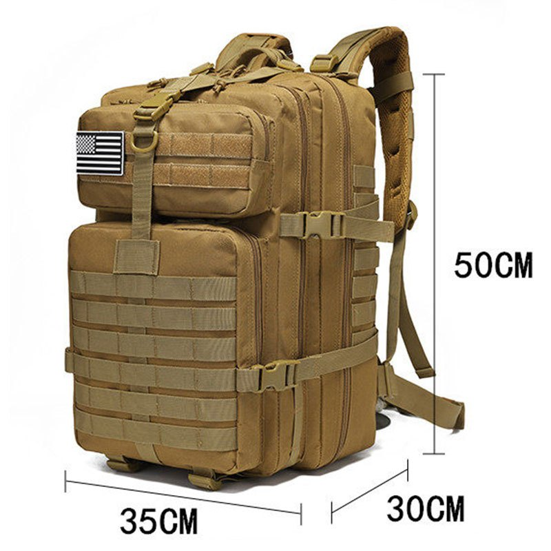 Mochila Militar Tática 50 Litros Grande Impermeável Reforçada com Bandeira Qualidade Premium