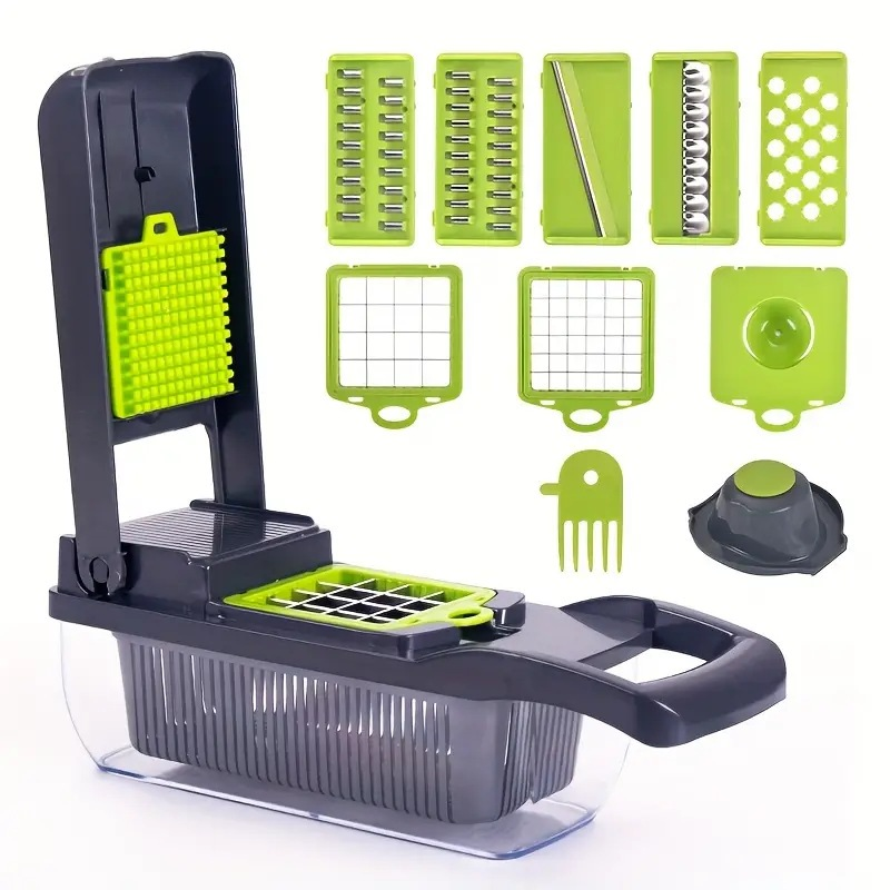 Fatiador de cozinha multifuncional profissional em aço inoxidável 16 em 1 fatiador de vegetais/frutas/legumes