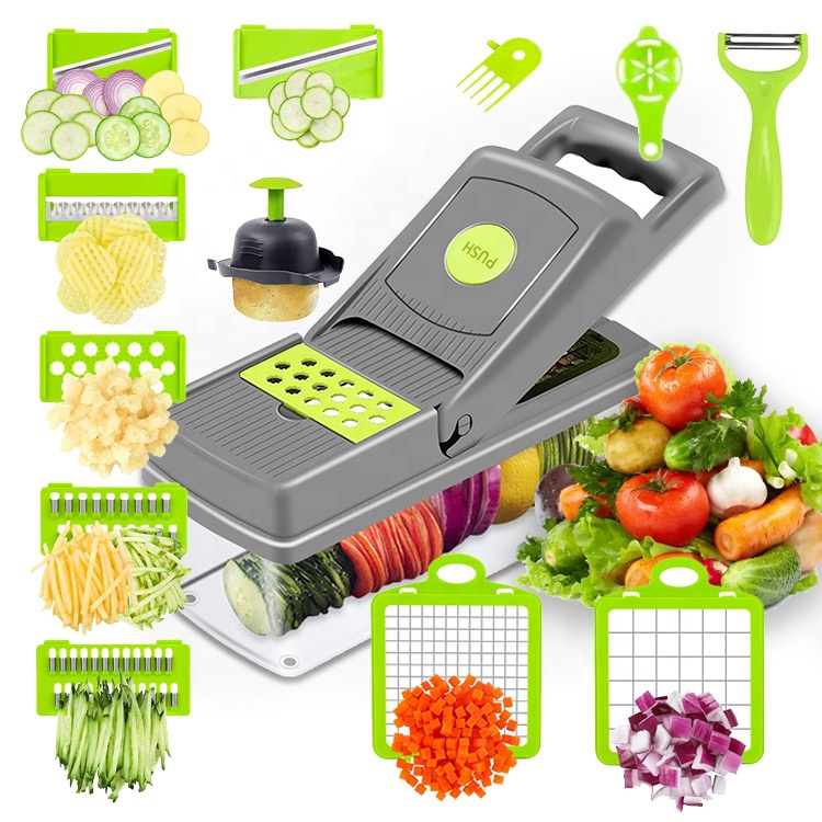 Fatiador de cozinha multifuncional profissional em aço inoxidável 16 em 1 fatiador de vegetais/frutas/legumes