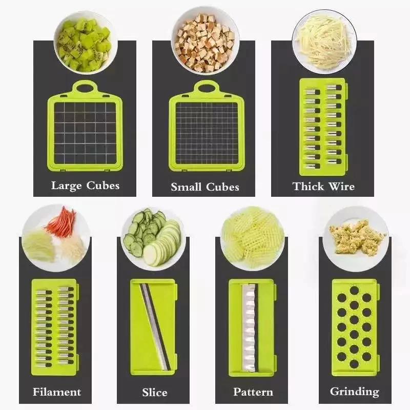 Fatiador de cozinha multifuncional profissional em aço inoxidável 16 em 1 fatiador de vegetais/frutas/legumes