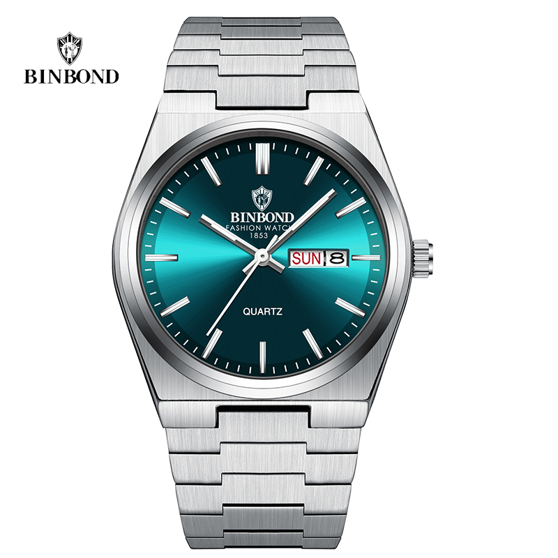 Binbang BINBOND B102 Moda Nova Fivela De Aço Inoxidável Relógio Masculino Casual De Quartzo Calendário Fino
